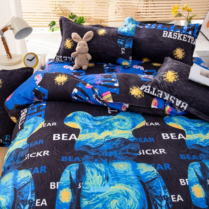 91家纺网 家纺一手货源 找家纺 乐居坊 2024新款亲肤棉美棉芦荟棉四件套新花型（8月）  魅力熊