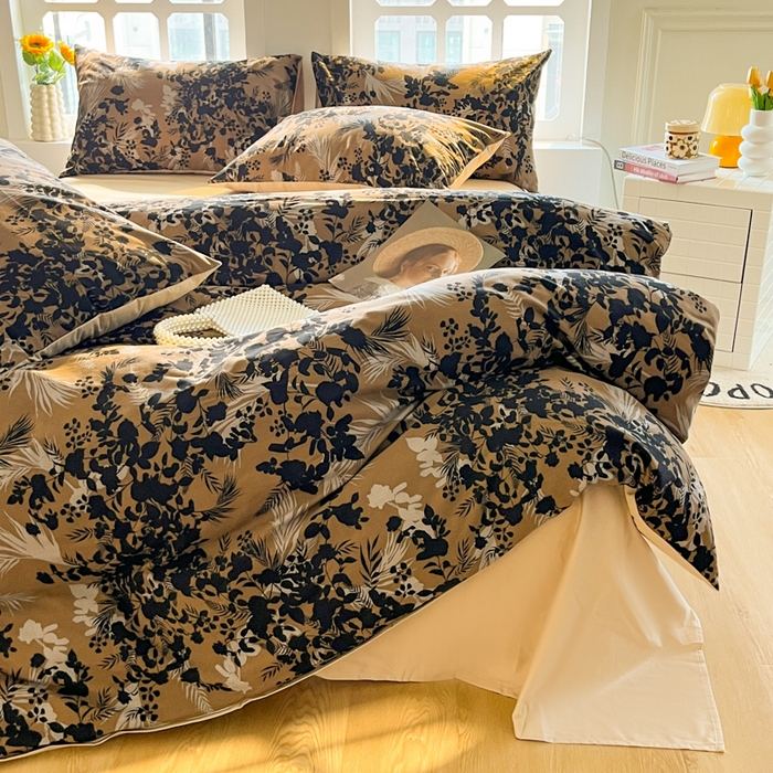 91家纺网 家纺一手货源 找家纺 千朵 2024新款全棉磨毛四件套 幽兰