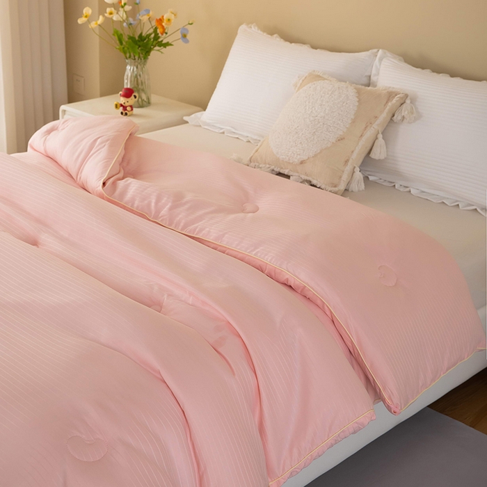 91家纺网 家纺一手货源 找家纺 森璐家纺 2024新款原棉提花大豆被 粉玉