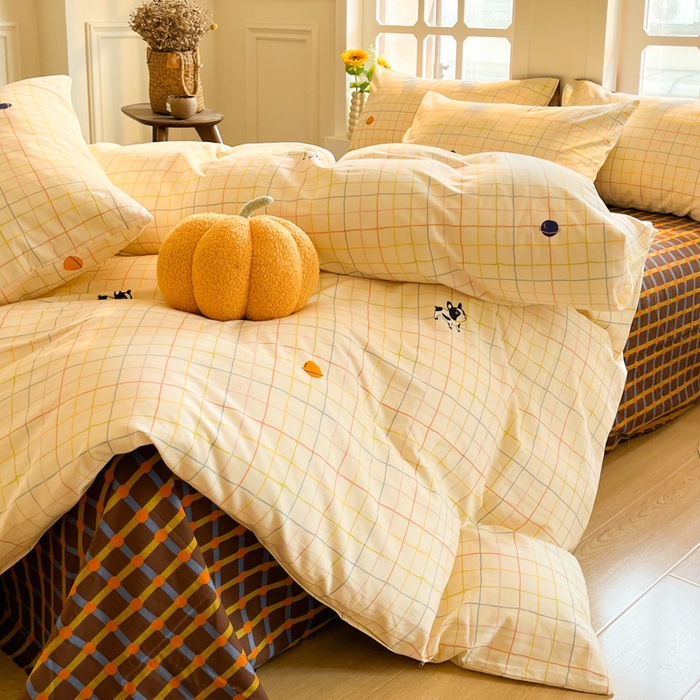 91家纺网 家纺一手货源 找家纺 千朵 2024新款全棉磨毛四件套 萌逗