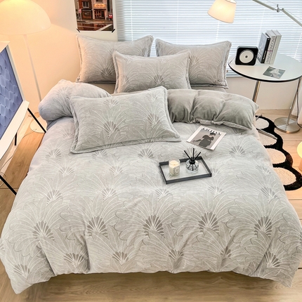 2024新款A类高克重立体浮雕牛奶绒加厚保暖系列-被套 清雅灰