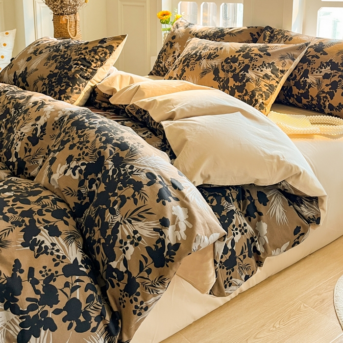 91家纺网 家纺一手货源 找家纺 千朵 2024新款全棉磨毛四件套 幽兰