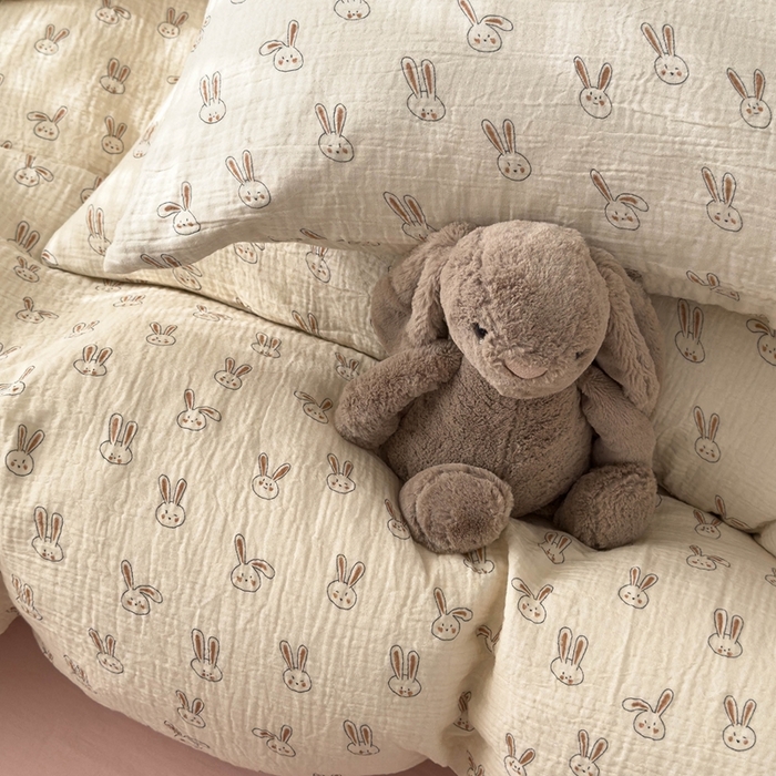 91家纺网 家纺一手货源 找家纺 洋铭区（原狠狠爱） 2024新款皱皱纱四件套 笑笑兔