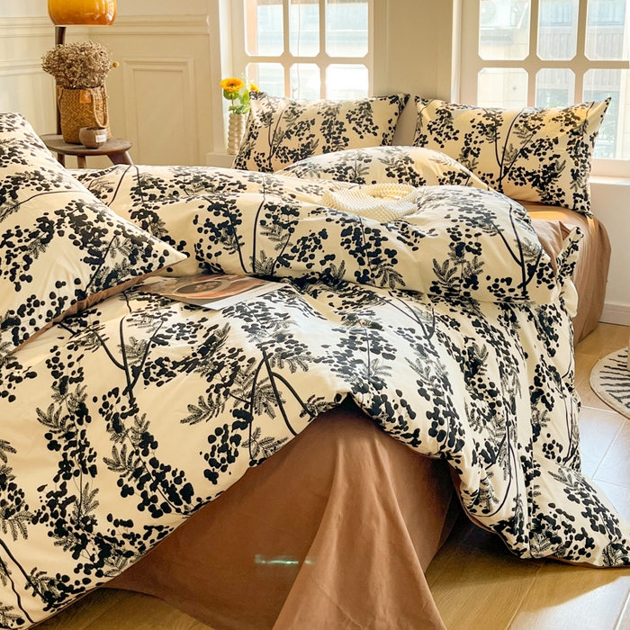 91家纺网 家纺一手货源 找家纺 千朵 2024新款全棉磨毛四件套 晚棠