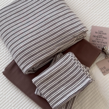 洋铭区（原狠狠爱） 2024新款皱皱纱四件套 灰白条纹