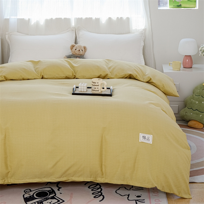 91家纺网 家纺一手货源 找家纺 宝时兰 2025新款加厚纯棉单被套生态磨毛全棉纯色双拼ab版被套单件 纯色-姜黄