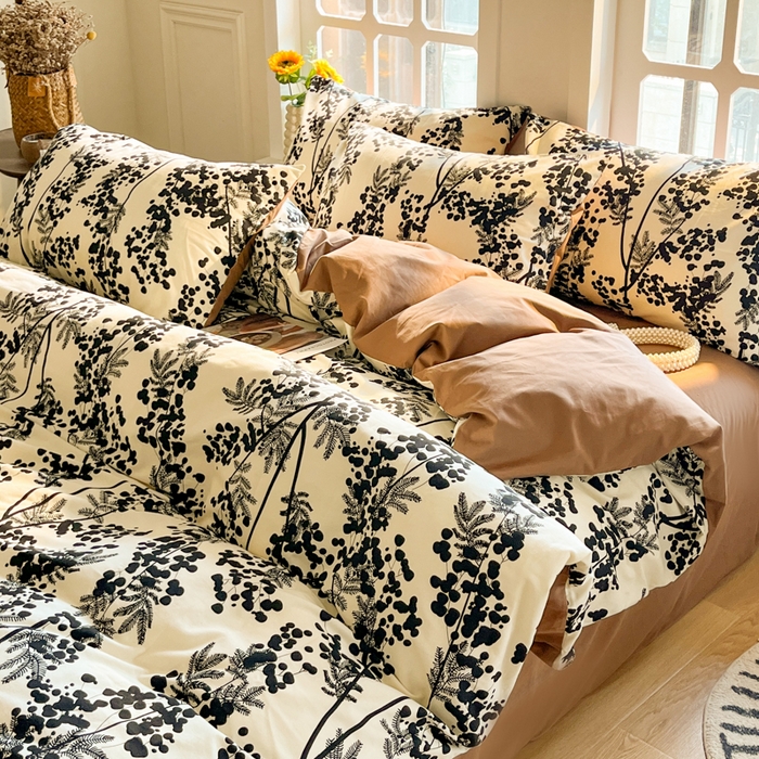 91家纺网 家纺一手货源 找家纺 千朵 2024新款全棉磨毛四件套 晚棠