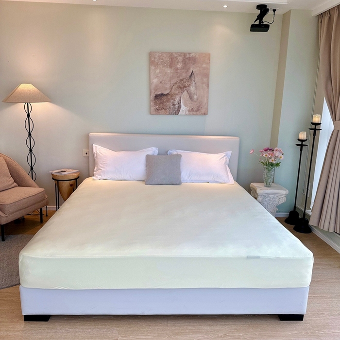 91家纺网 家纺一手货源 找家纺 兜米家居 2024新款云柔针织棉单床笠 鹅黄色