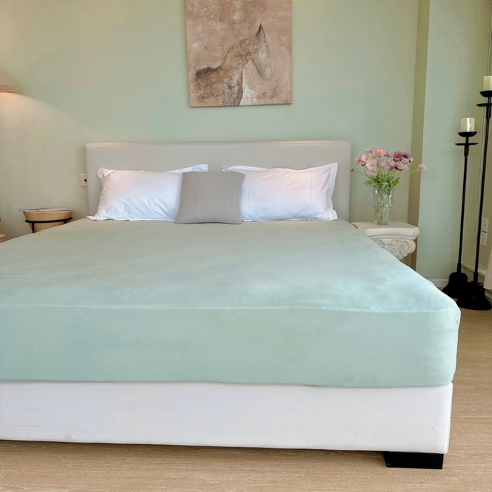 91家纺网 家纺一手货源 找家纺 兜米家居 2024新款云柔针织棉单床笠 浅绿色