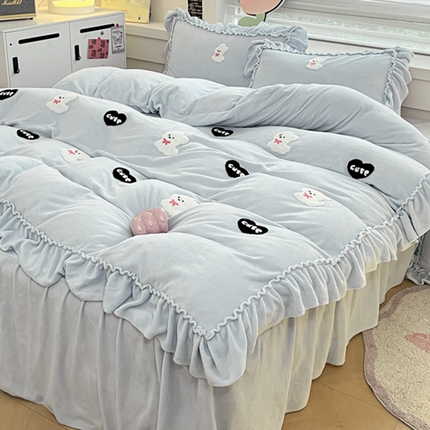 91家纺网 家纺一手货源 找家纺 （总）亨通家纺 2024新款直播爆款高克重法式牛奶绒四件套系列-可爱风