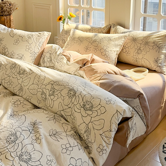 91家纺网 家纺一手货源 找家纺 千朵 2024新款全棉磨毛四件套 菲妮