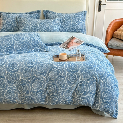 菡宝 2024新款8斤240g全消光牛奶绒系列单被套 娜朵-蓝