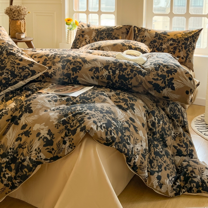 91家纺网 家纺一手货源 找家纺 千朵 2024新款全棉磨毛四件套 幽兰