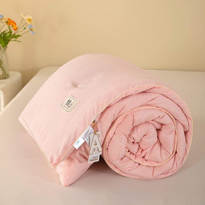 91家纺网 家纺一手货源 找家纺 森璐家纺 2024新款原棉提花大豆被 粉玉