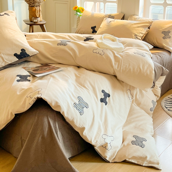 91家纺网 家纺一手货源 找家纺 千朵 2024新款全棉磨毛四件套 懒萌