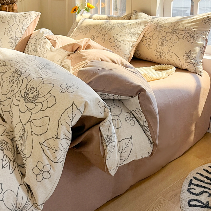 91家纺网 家纺一手货源 找家纺 千朵 2024新款全棉磨毛四件套 菲妮