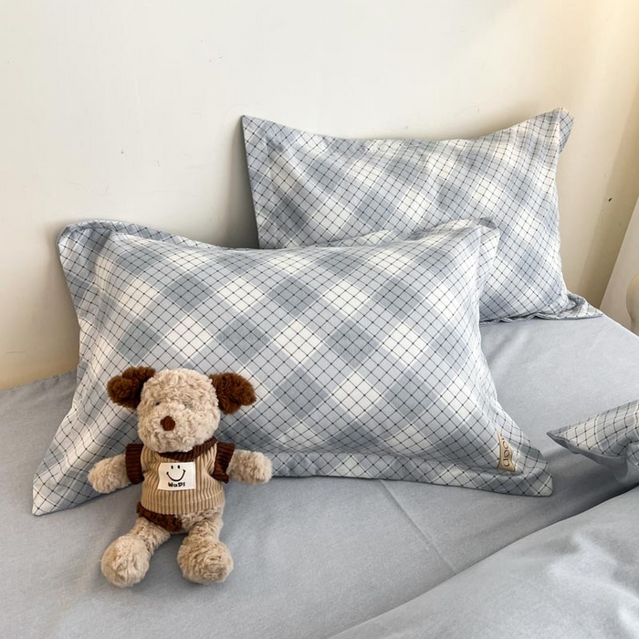 91家纺网 家纺一手货源 找家纺 新印象 2025新款全棉生态磨毛印花四件套苏米浅蓝格