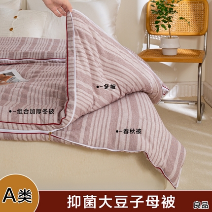 91家纺网 家纺一手货源 找家纺 （总）维洋家纺 2025新款A类色织大豆被-无印条格子母被