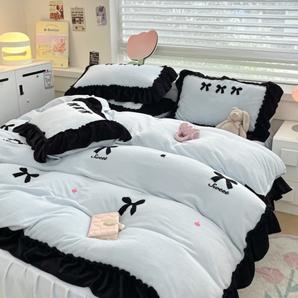 91家纺网 家纺一手货源 找家纺 （总）亨通家纺 2024新款直播爆款高克重法式牛奶绒四件套系列-赫本风