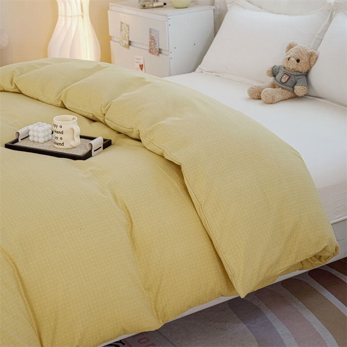 91家纺网 家纺一手货源 找家纺 宝时兰 2025新款加厚纯棉单被套生态磨毛全棉纯色双拼ab版被套单件 纯色-姜黄