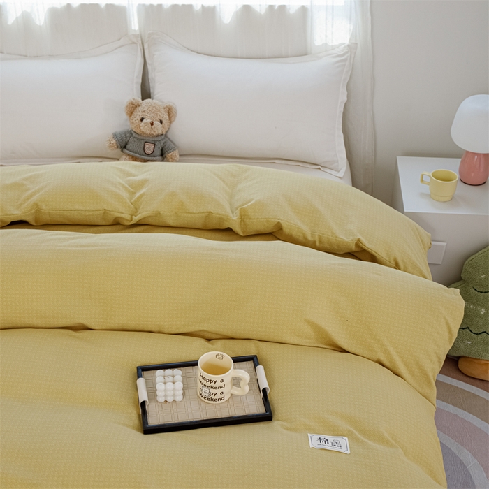 91家纺网 家纺一手货源 找家纺 宝时兰 2025新款加厚纯棉单被套生态磨毛全棉纯色双拼ab版被套单件 纯色-姜黄