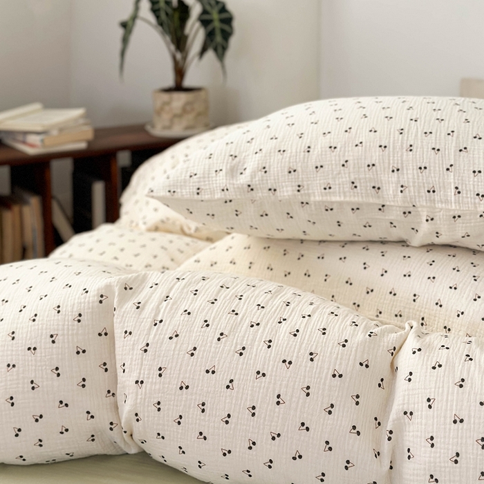 91家纺网 家纺一手货源 找家纺 洋铭区（原狠狠爱） 2024新款皱皱纱四件套 初夏樱桃