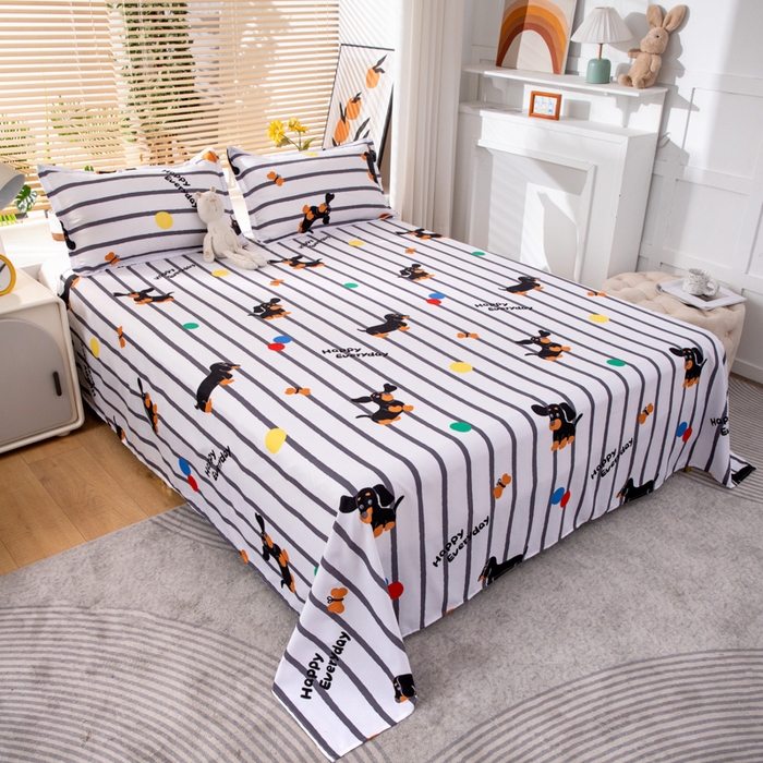 91家纺网 家纺一手货源 找家纺 乐居坊 2024新款亲肤棉美棉芦荟棉四件套新花型（8月）  呆萌狗