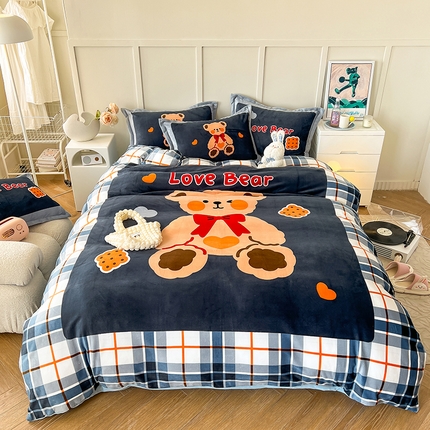 （总）2024新款A类高克重牛奶绒大版印花保暖四件套