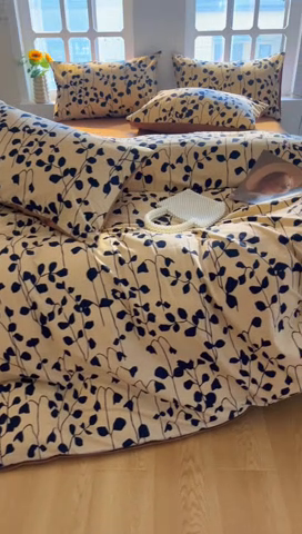 91家纺网 家纺一手货源 找家纺 千朵 2024新款全棉磨毛四件套 芊羽芊寻