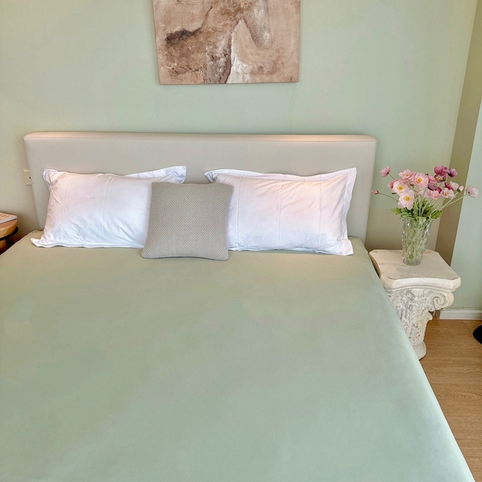 91家纺网 家纺一手货源 找家纺 兜米家居 2024新款云柔针织棉单床笠 浅绿色