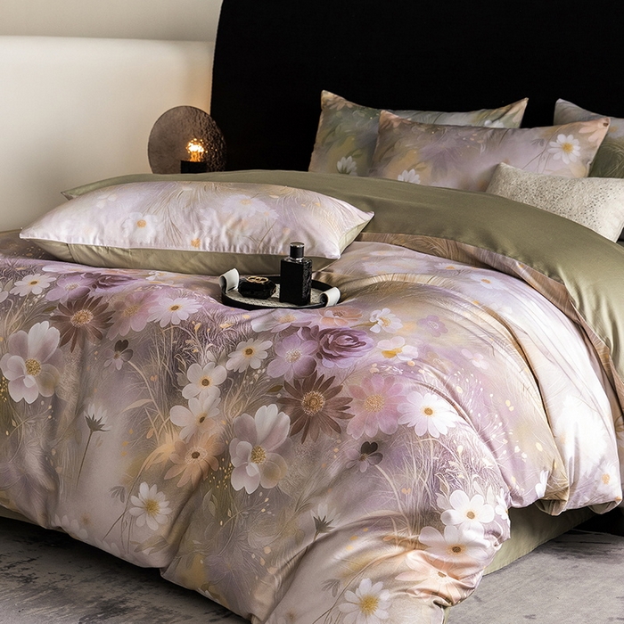 91家纺网 家纺一手货源 找家纺 立奥被业 2024新款60*60数码印花四件套全棉四件套 控价199 繁花绿