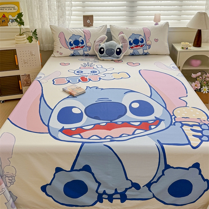 91家纺网 家纺一手货源 找家纺 名兮家居 2024新款大版经典奥特曼-三丽鸥全棉床单 【含防伪标】 史迪小怪