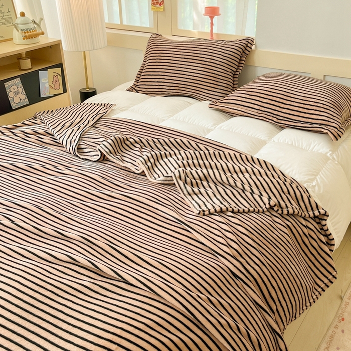 91家纺网 家纺一手货源 找家纺 川悦生活 2024新款高克重双面雪花绒毛毯 毛毯秋语-茶咖