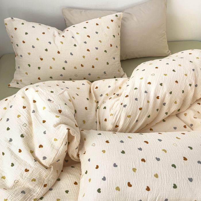 91家纺网 家纺一手货源 找家纺 洋铭区（原狠狠爱） 2024新款皱皱纱四件套 油画爱心