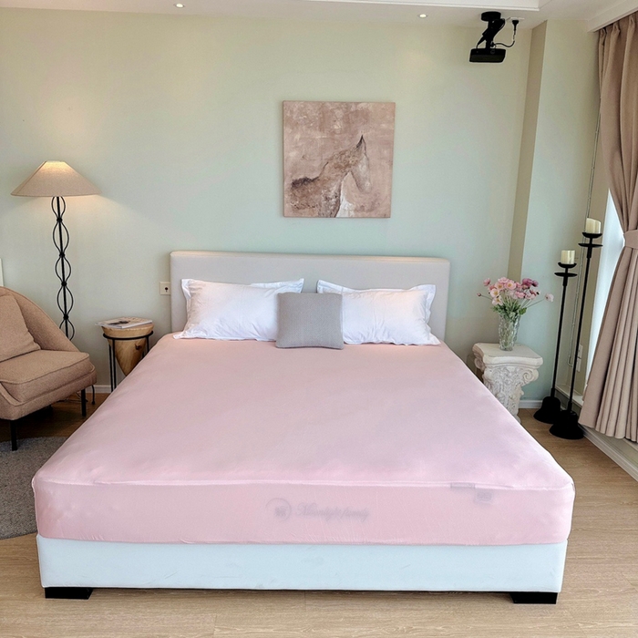 91家纺网 家纺一手货源 找家纺 兜米家居 2024新款云柔针织棉单床笠 浅豆沙