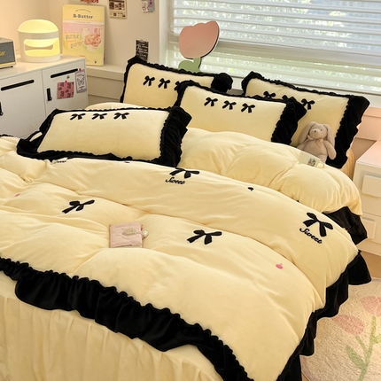 91家纺网 家纺一手货源 找家纺 （总）亨通家纺 2024新款直播爆款高克重法式牛奶绒四件套系列-赫本风