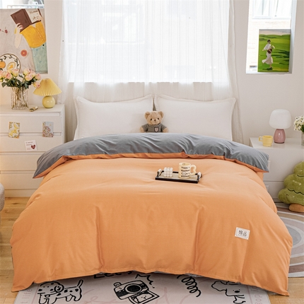 91家纺网 家纺一手货源 找家纺 （总）宝时兰 2025新款加厚纯棉单被套生态磨毛全棉纯色双拼ab版被套单件