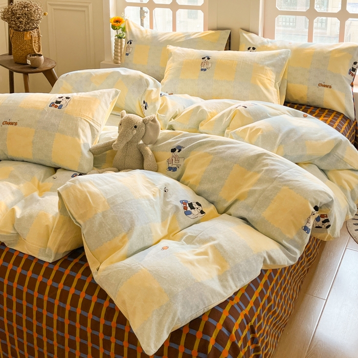 91家纺网 家纺一手货源 找家纺 千朵 2024新款全棉磨毛四件套 萌琪琪