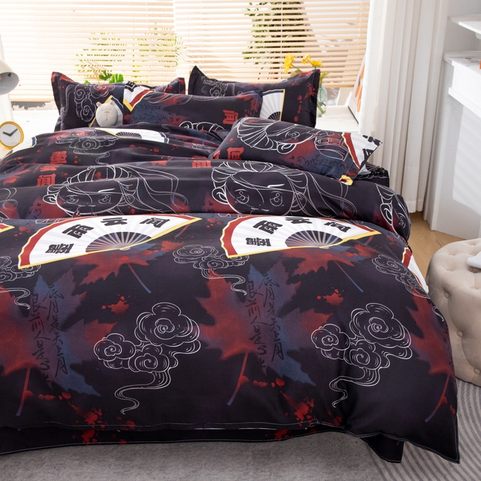 91家纺网 家纺一手货源 找家纺 乐居坊 2024新款亲肤棉美棉芦荟棉四件套新花型（8月）  墨雨云间