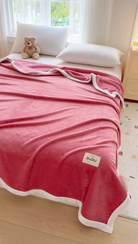 91家纺网 家纺一手货源 找家纺 侨鑫 2024新款高克重牛奶绒纯色毛毯 豆沙