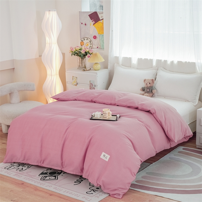 91家纺网 家纺一手货源 找家纺 宝时兰 2025新款加厚纯棉单被套生态磨毛全棉纯色双拼ab版被套单件 纯色-粉色