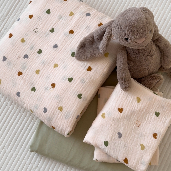 91家纺网 家纺一手货源 找家纺 洋铭区（原狠狠爱） 2024新款皱皱纱四件套 油画爱心