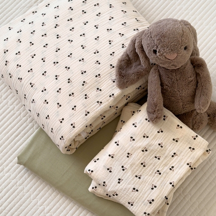 91家纺网 家纺一手货源 找家纺 洋铭区（原狠狠爱） 2024新款皱皱纱四件套 初夏樱桃