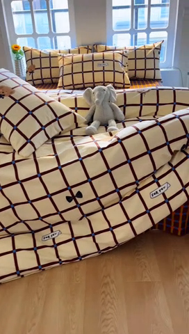 91家纺网 家纺一手货源 找家纺 千朵 2024新款全棉磨毛四件套 幸运熊