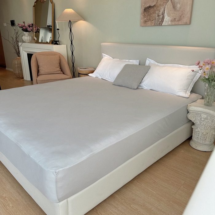 91家纺网 家纺一手货源 找家纺 兜米家居 2024新款云柔针织棉单床笠 浅灰色