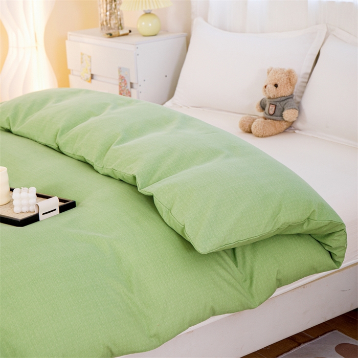 91家纺网 家纺一手货源 找家纺 宝时兰 2025新款加厚纯棉单被套生态磨毛全棉纯色双拼ab版被套单件 纯色-浅绿