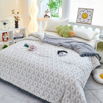 91家纺网 家纺一手货源 找家纺 全美家居 2025新款韩版花边豆豆被 罗曼