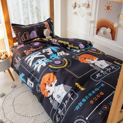 乐居坊 2024新款亲肤棉美棉芦荟棉四件套学生宿舍床（8月）  天外来物