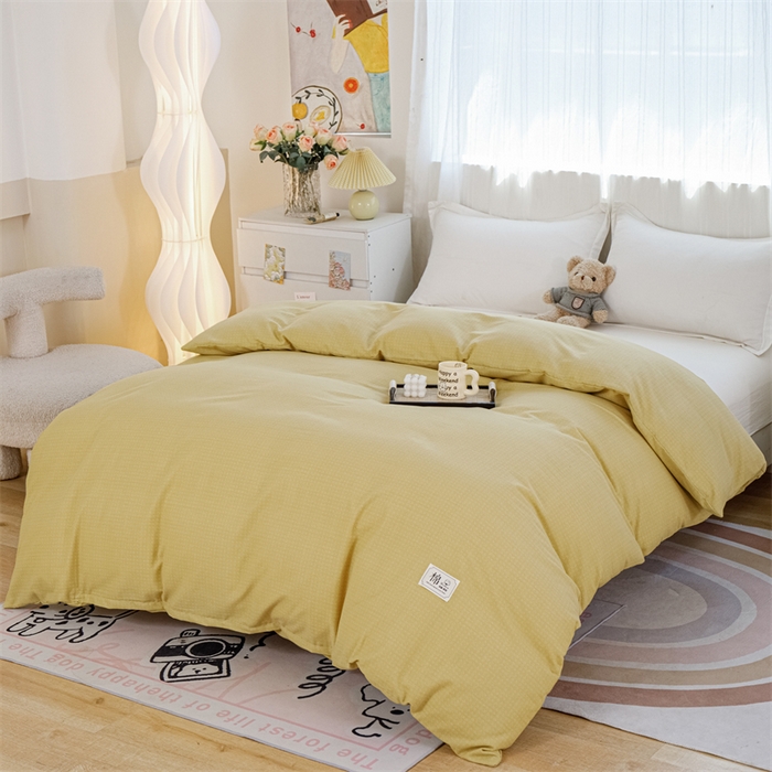 91家纺网 家纺一手货源 找家纺 宝时兰 2025新款加厚纯棉单被套生态磨毛全棉纯色双拼ab版被套单件 纯色-姜黄