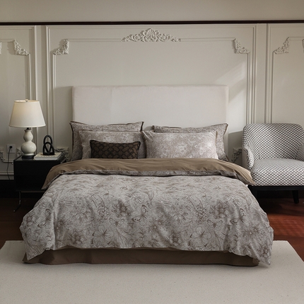 91家纺网 家纺一手货源 找家纺 （总）2024新款全棉双色大提花四件套-浮生翩翩